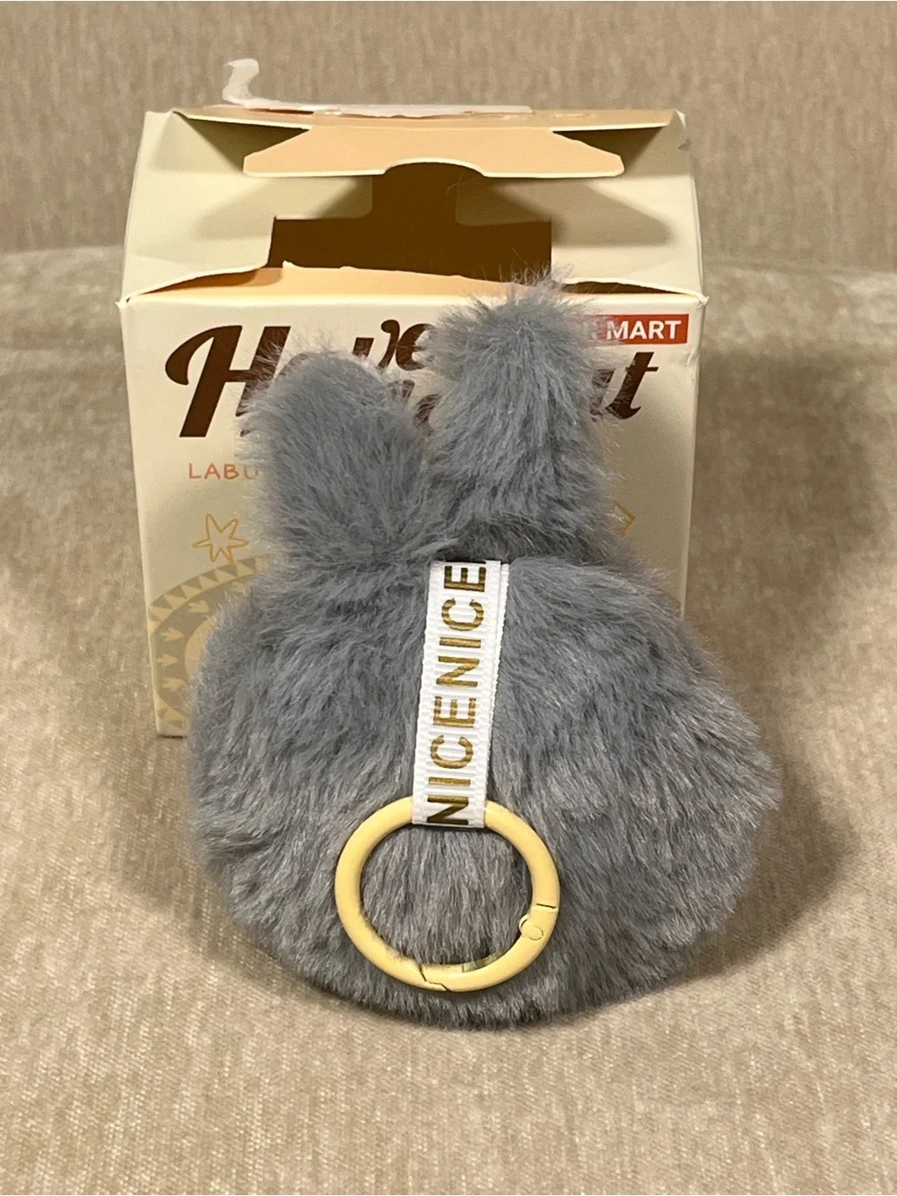 Gray Plush Bunny Key & Card Holder - Unbranded